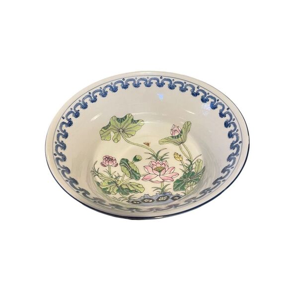 Andrea by Sadek Vintage Designer Porcelain Chinoiserie Floral Centerpiece Bowl - Picture 2 of 5
